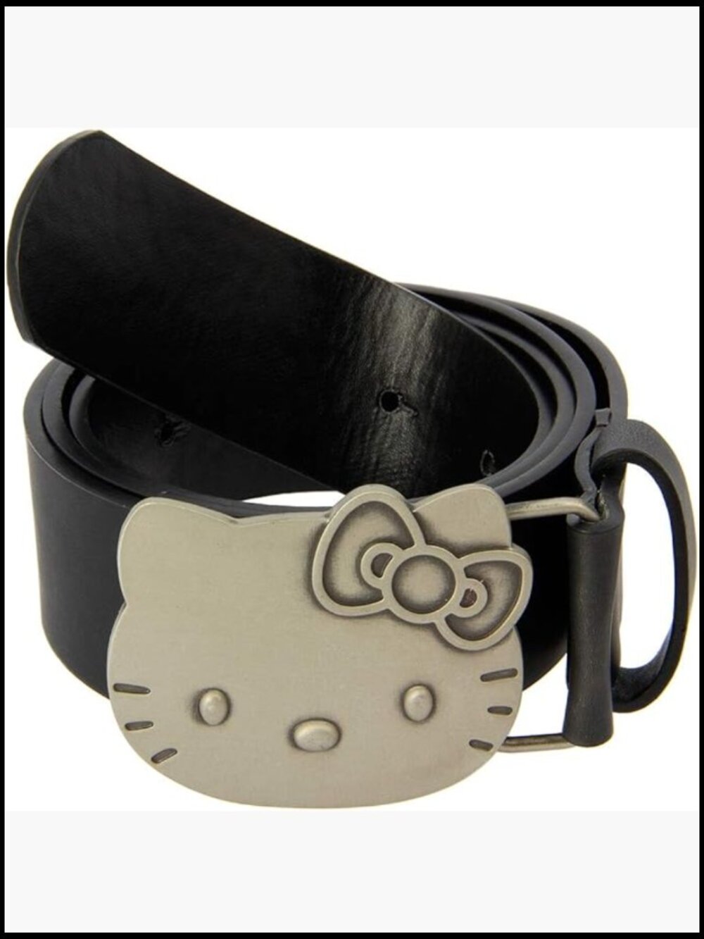 Faux Leather Belt with Silver Oxidized Metal Buckle